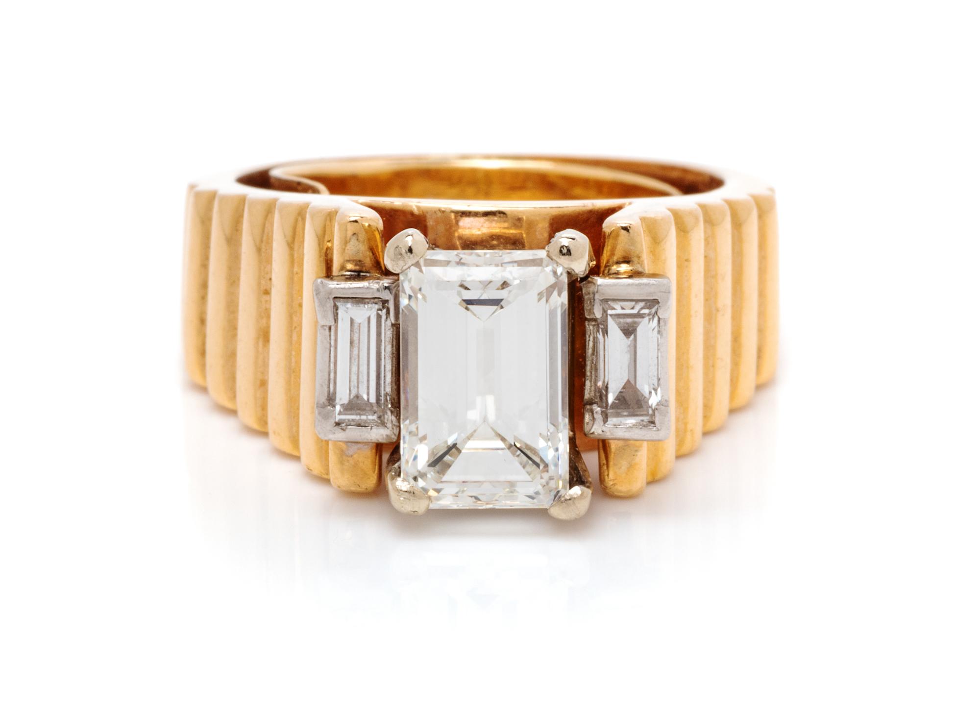 A Yellow Gold and Diamond Ring, 7.20 dwts.