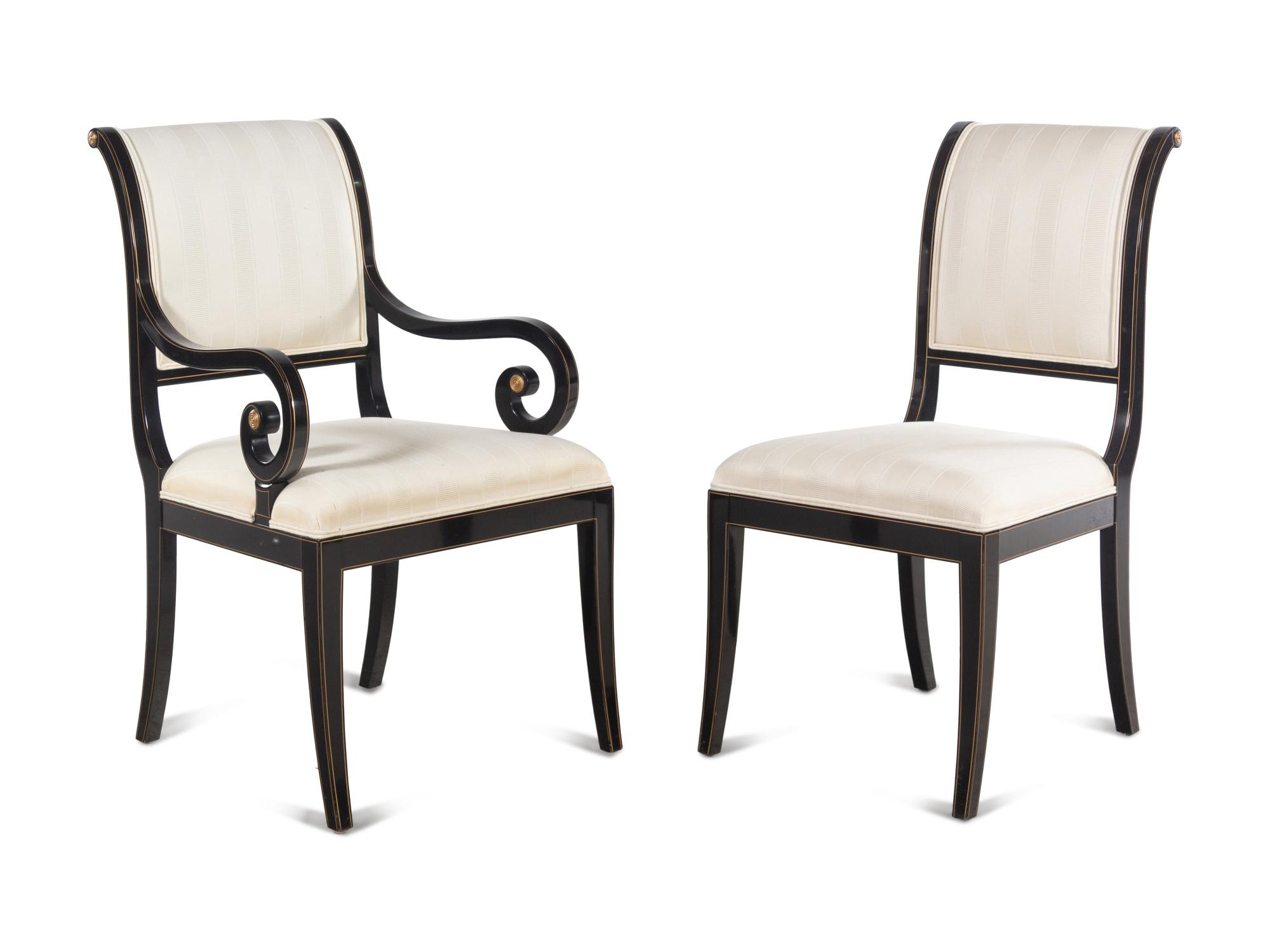 A Set of Eight Kindel Ebonized Dining Chairs
