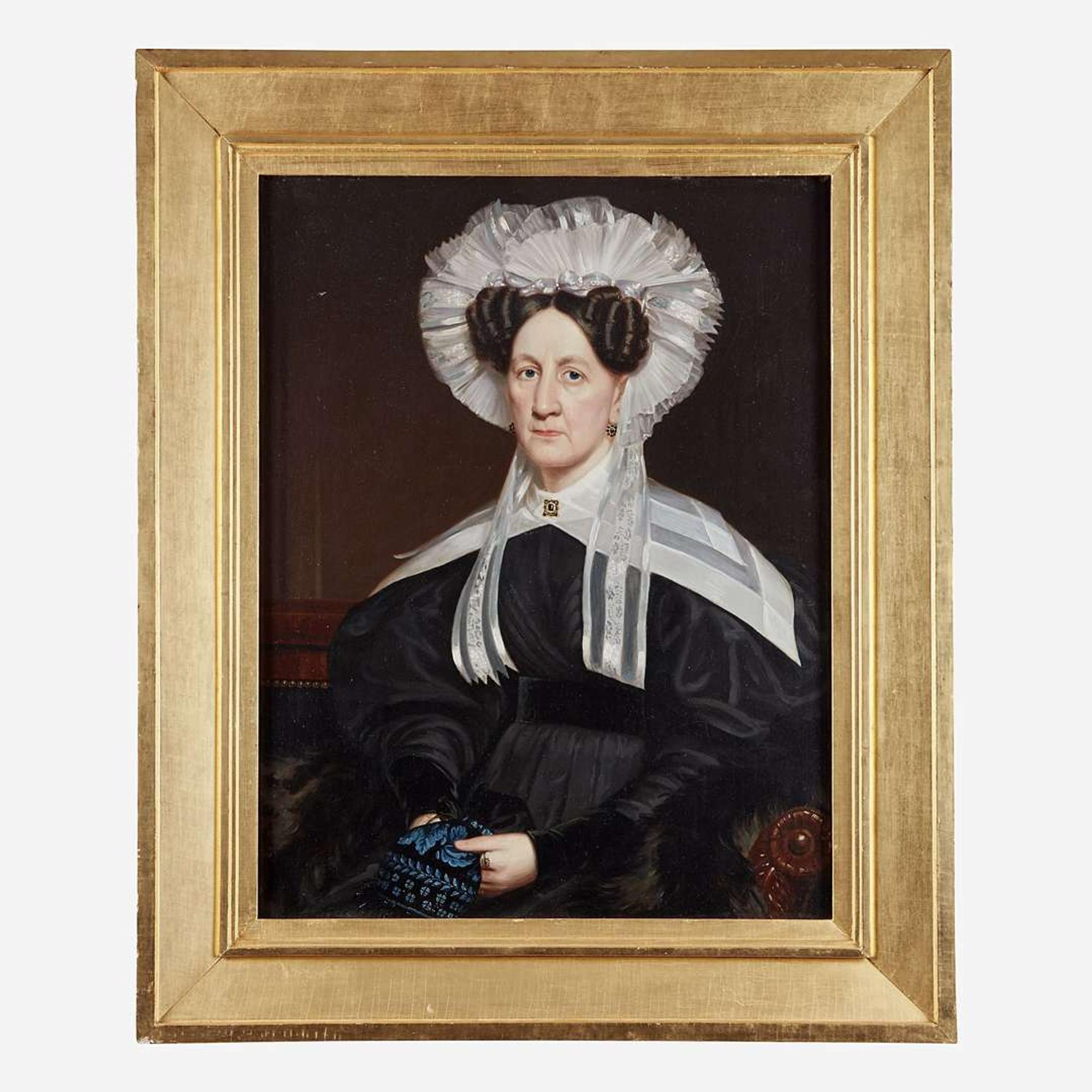 Frederick Randolph Spencer (American, 1806-1875) Portrait of a Lady in a Lace Cap, said to be a Wife of a Sea Captain