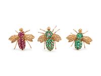 COLLECTION OF YELLOW GOLD AND GEMSTONE BEE JEWELRY