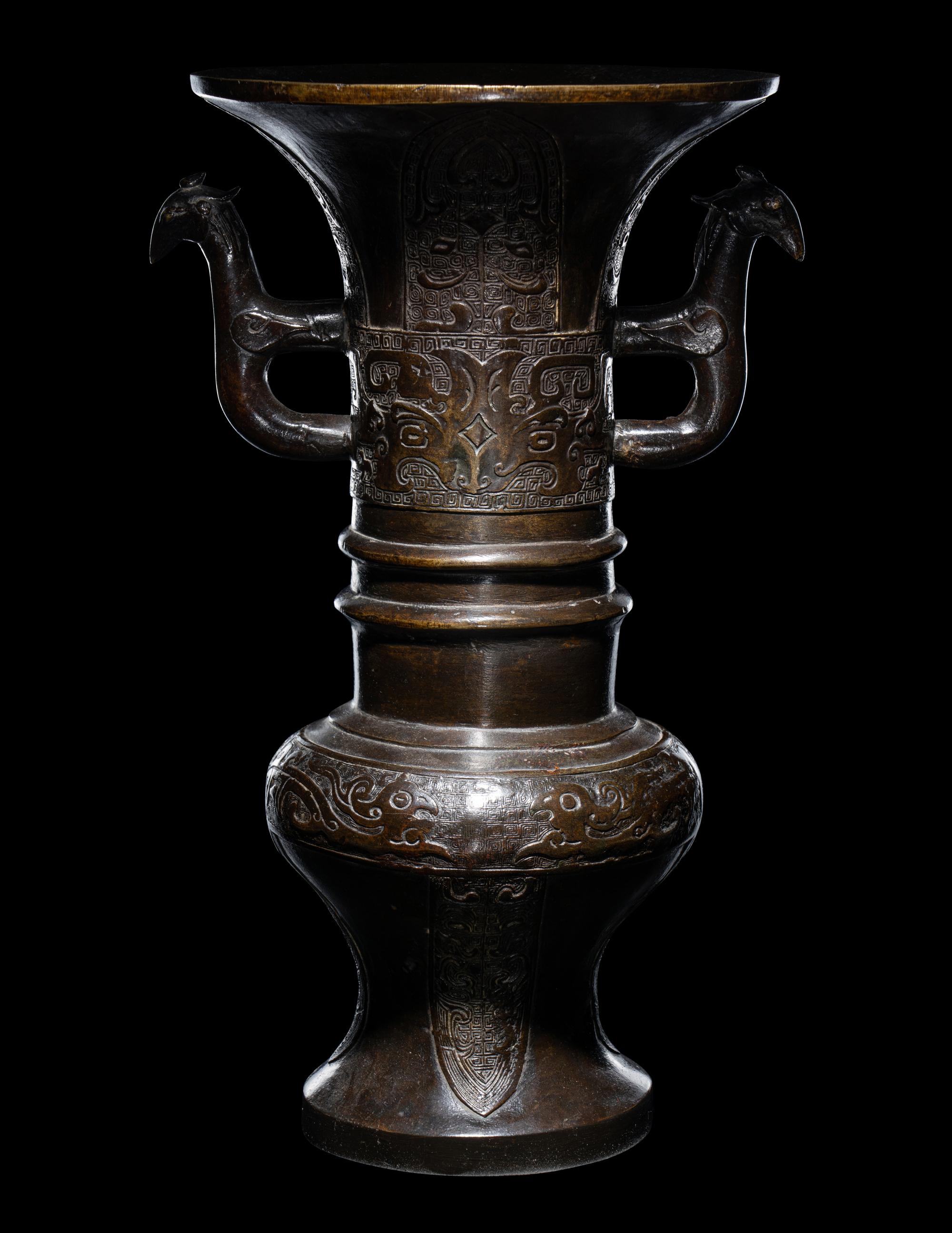 Two Japanese Bronze Vases