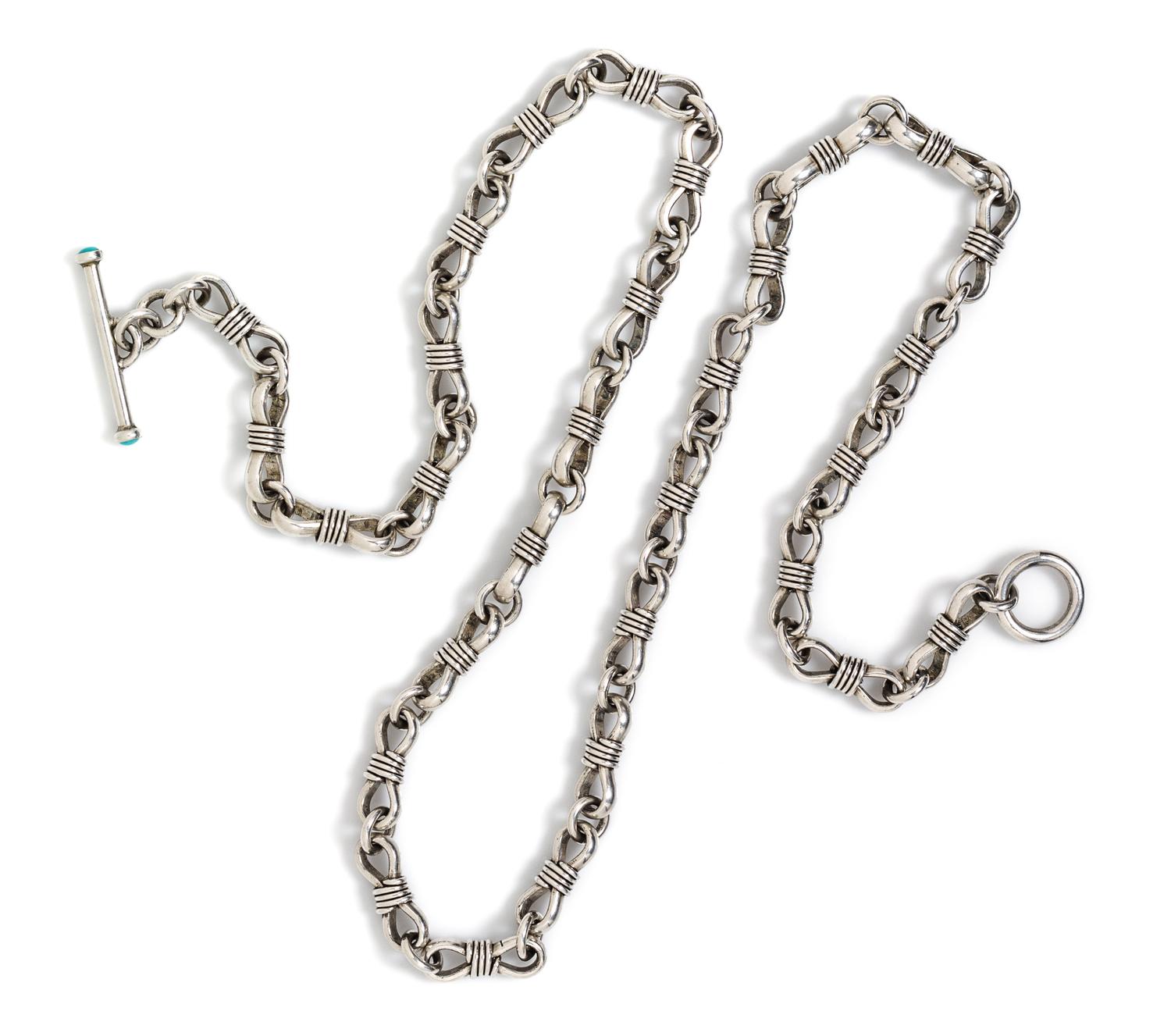 A Sterling Silver Bow Tie Link Chain Necklace, 60.90 dwts.