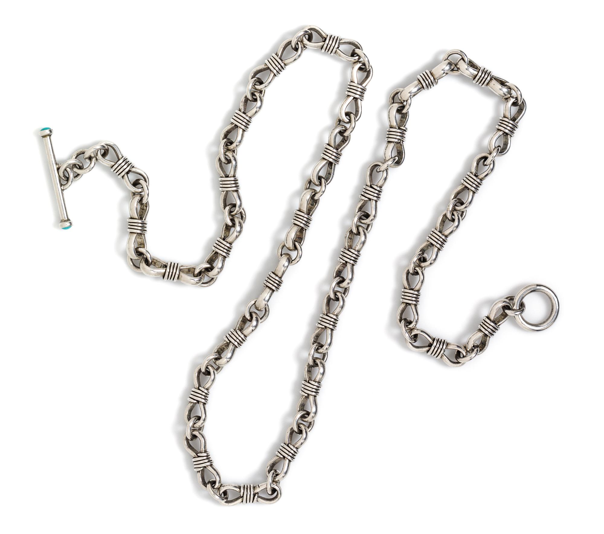 A Sterling Silver Bow Tie Link Chain Necklace, 60.90 dwts.