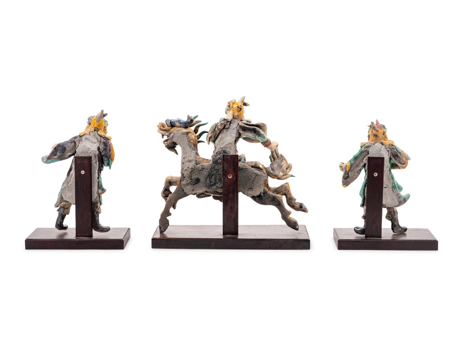 Three Chinese Painted Pottery Figures