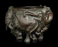 A Large Bronze 'Elephant' Jardinière