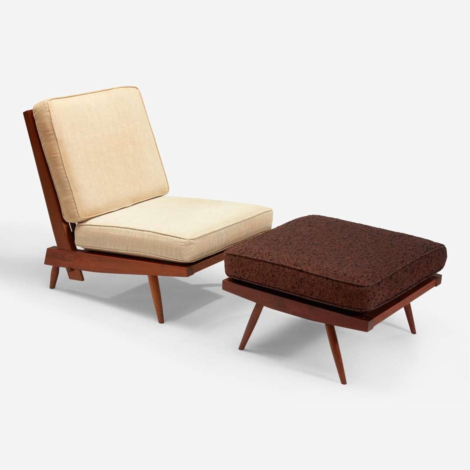 George Nakashima "Cushion" Lounge Chair and Ottoman, New Hope, Pennsylvania, 1960