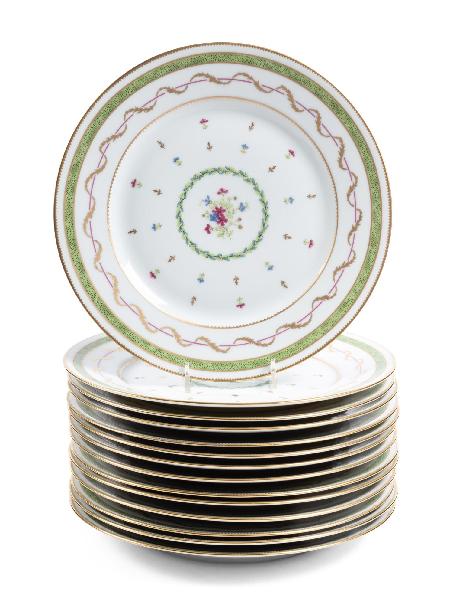 A Limoges Vieux Paris Vert Porcelain Dinner Service