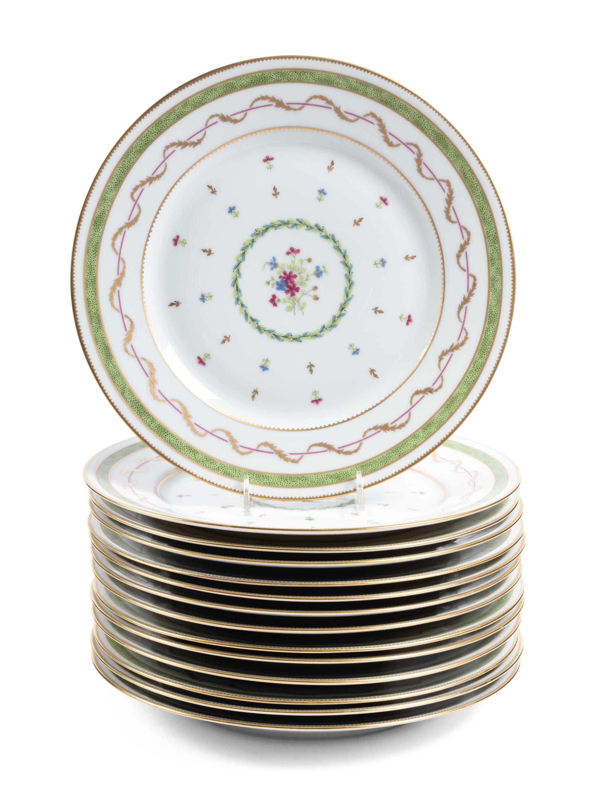 A Limoges Vieux Paris Vert Porcelain Dinner Service
