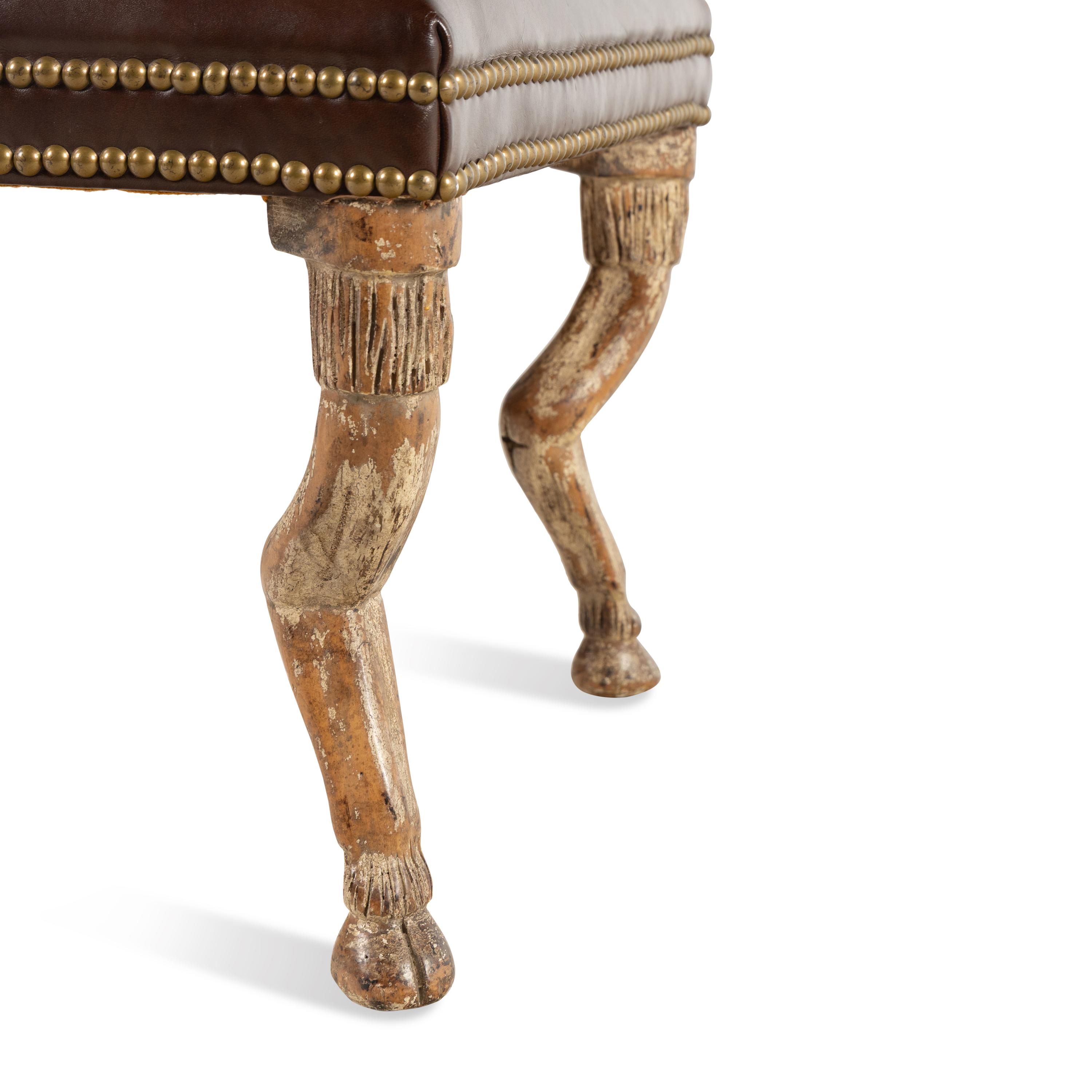 A Continental Painted Stool with Animal-Form Legs