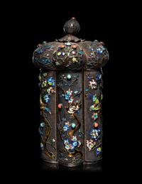 A Chinese Enameled on Silver Filigree Covered Box