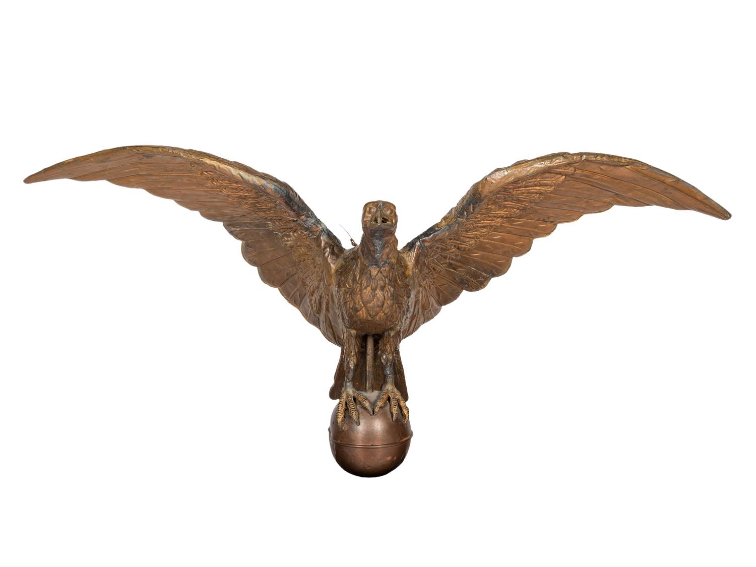 A Molded Copper and Zinc Gilt Eagle Weathervane