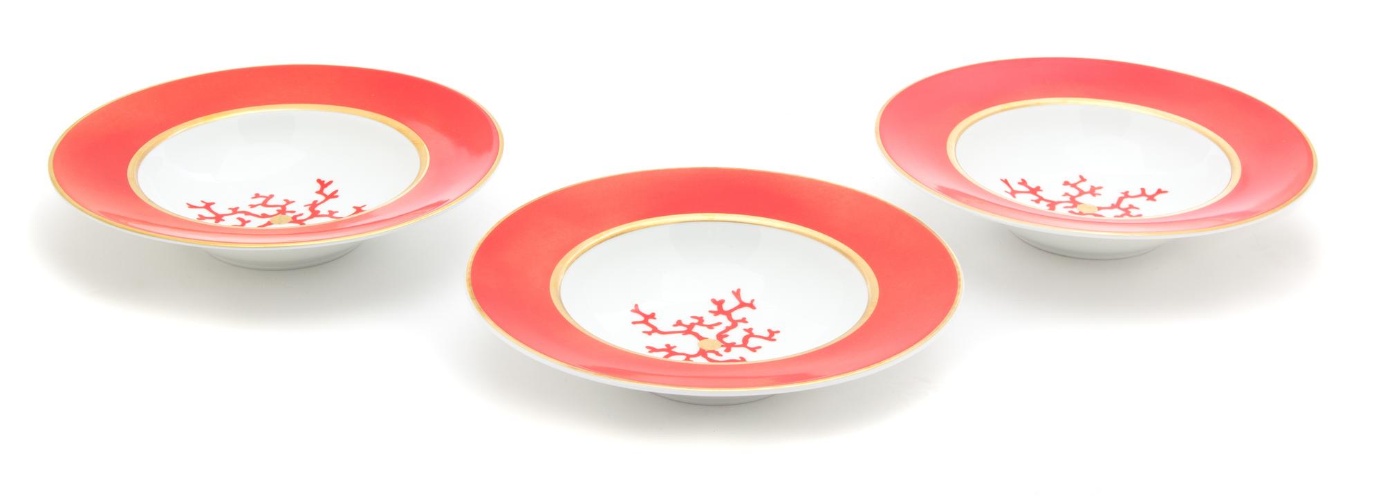 A Group of Raynaud Limoges Coral Decorated Porcelain Dinner plate diameter 11 3/4 inches. — 20TH CENTURY