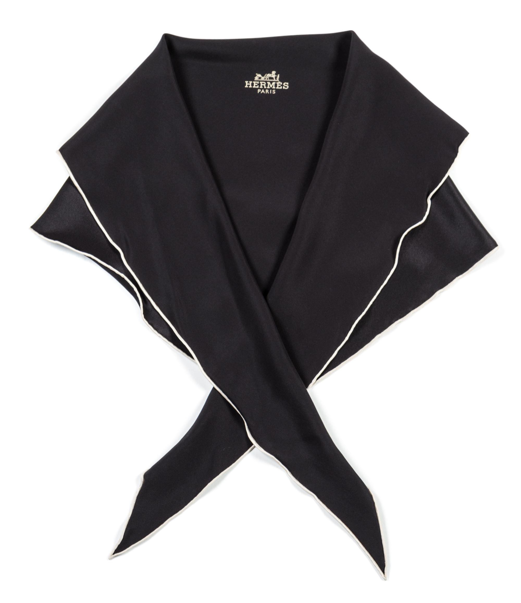 An Hermes Black Silk Triangle Scarf,