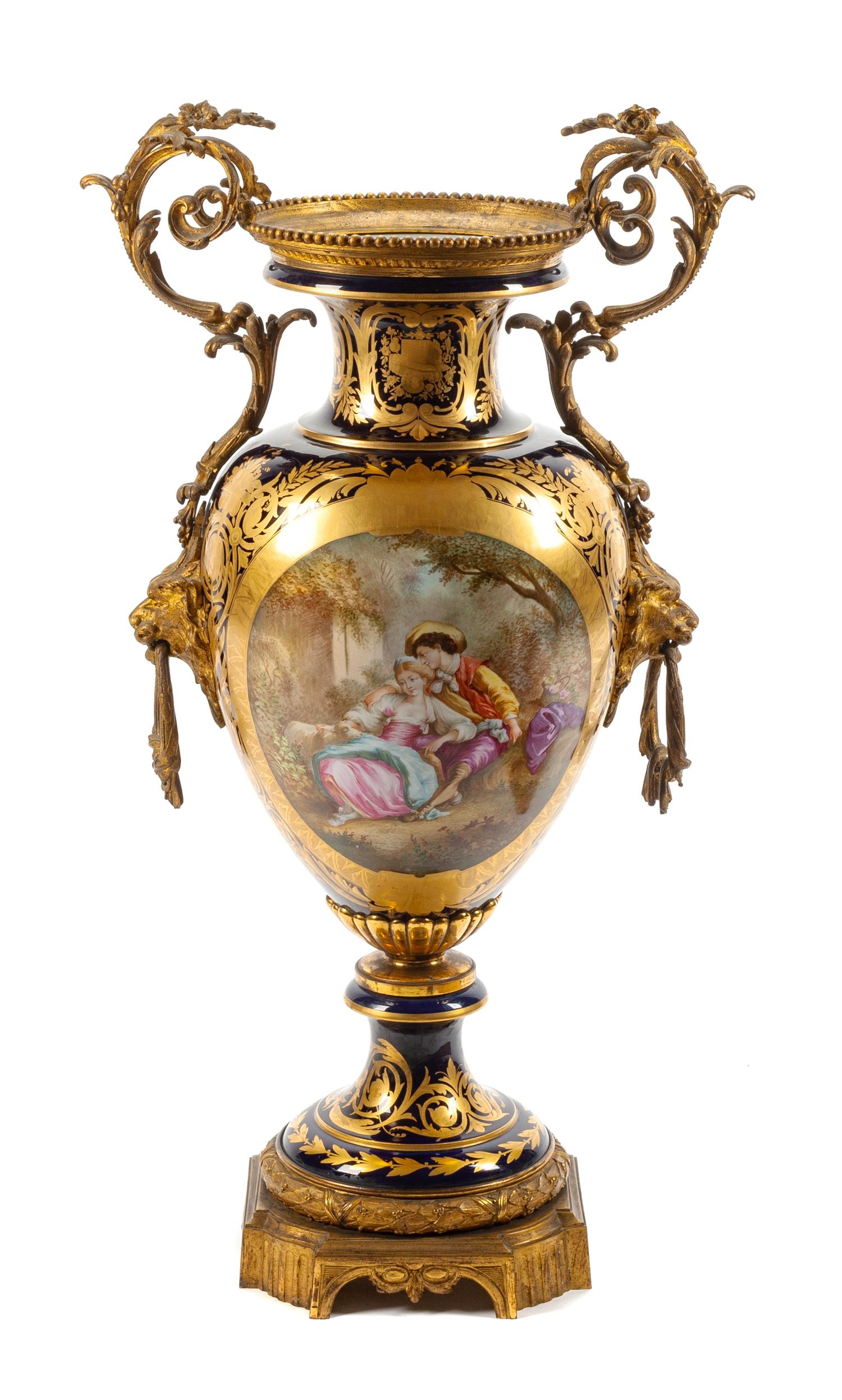 A Sevres Style Gilt Bronze Mounted Porcelain Vase Height 40 inches. — LATE 19TH/EARLY 20TH CENTURY