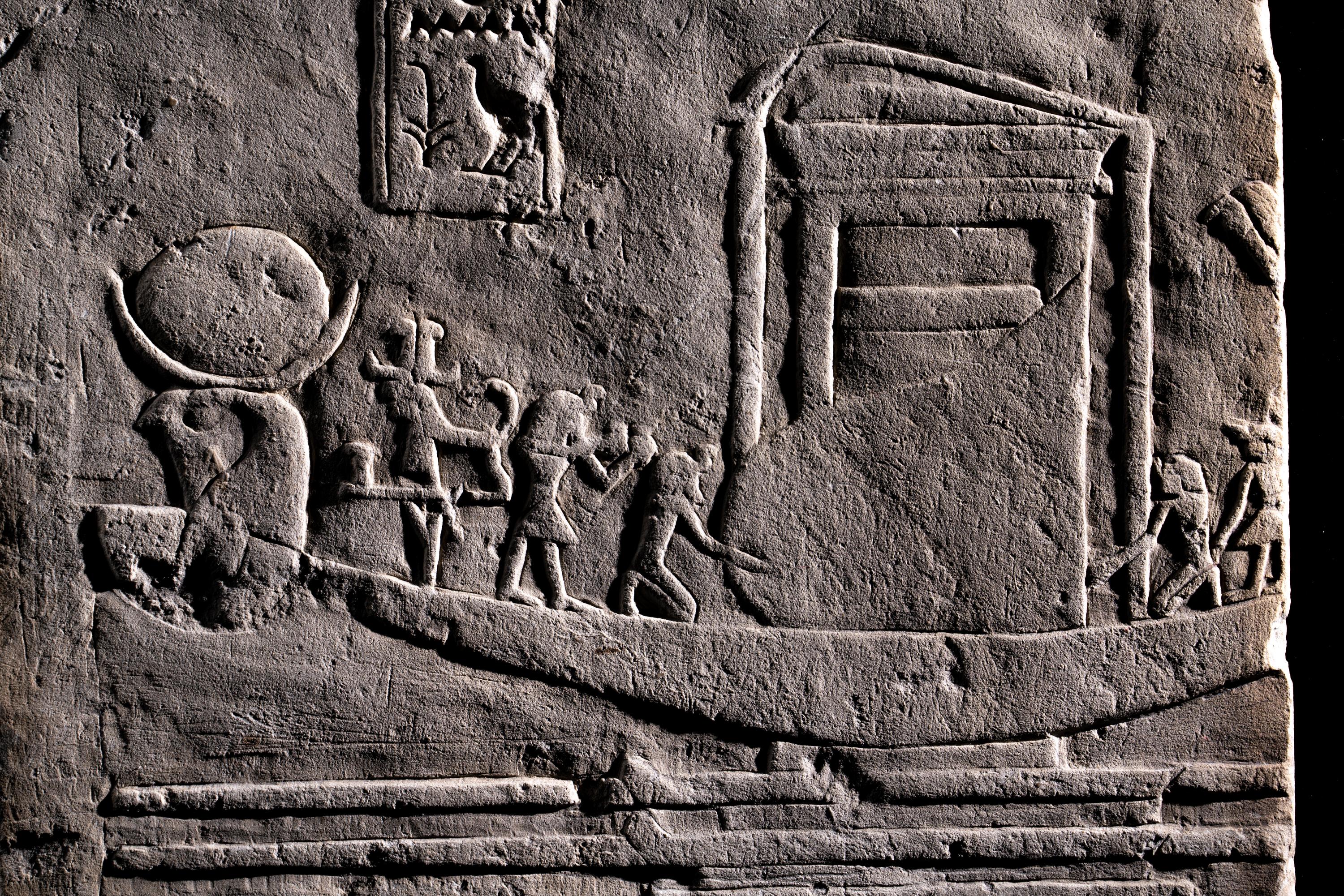 An Egyptian Limestone Relief of Khonsu