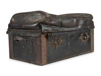 [CIVIL WAR] -- [MAINE]. Tin muster roll box identified to Co. A, 19th Maine Regiment, accompanied by stage trunk identified to Maine manufacturer.