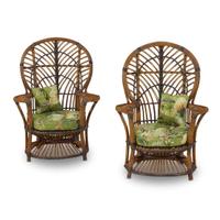 A rare pair of child's rattan and stick wicker "Peacock" armchairs american, circa 1910