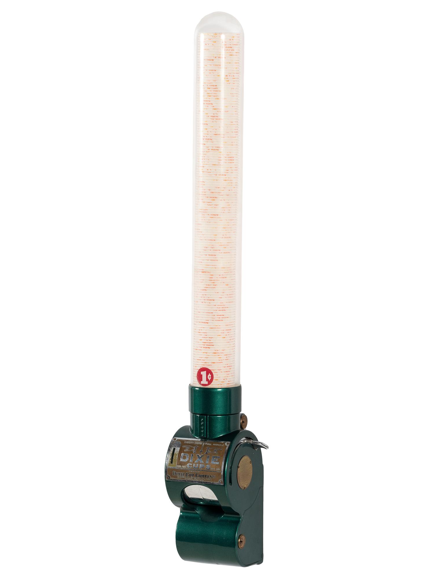 A Dixie Cup Co. One Cent Wall Mounted Cup Dispenser
