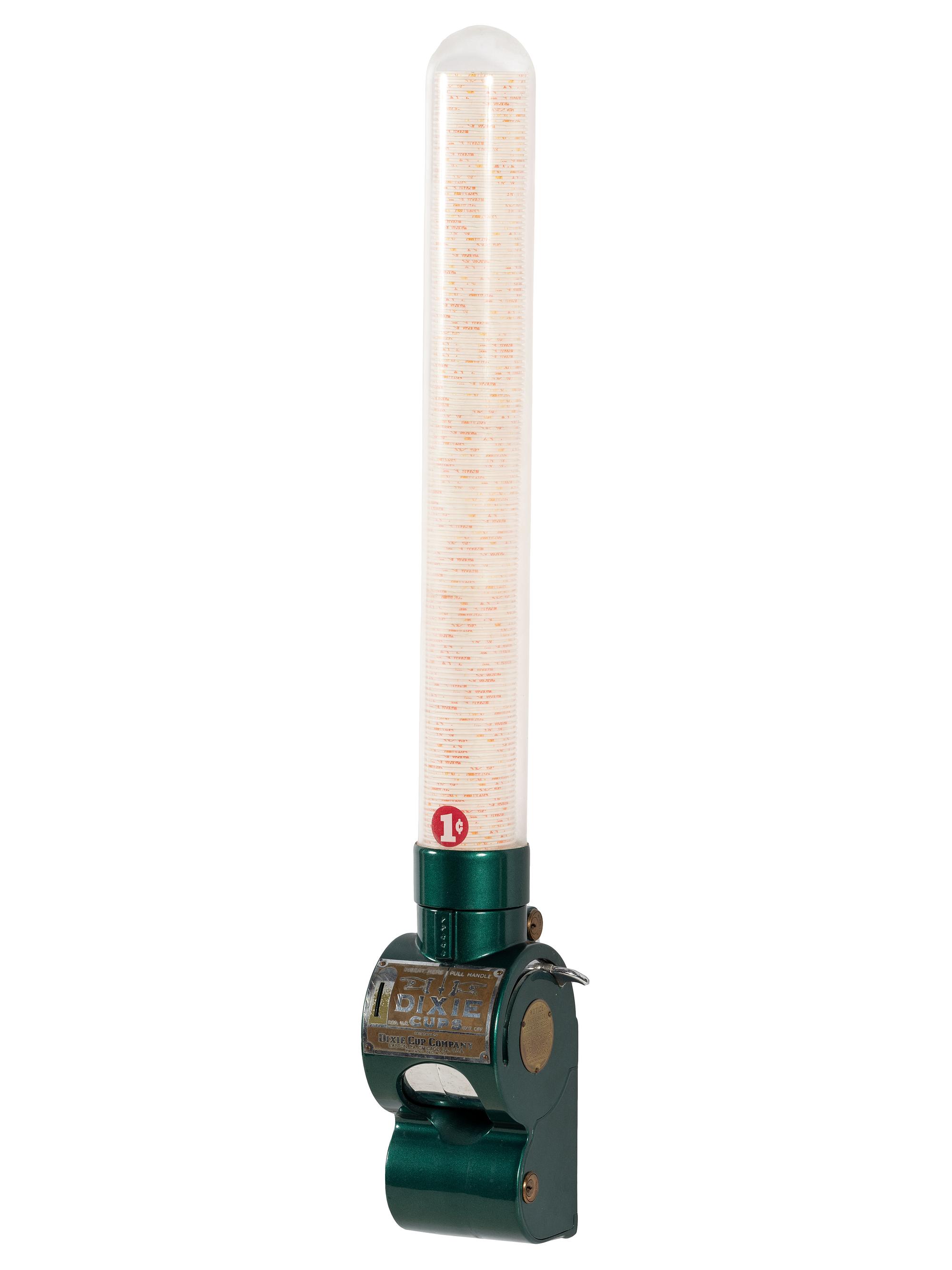 A Dixie Cup Co. One Cent Wall Mounted Cup Dispenser