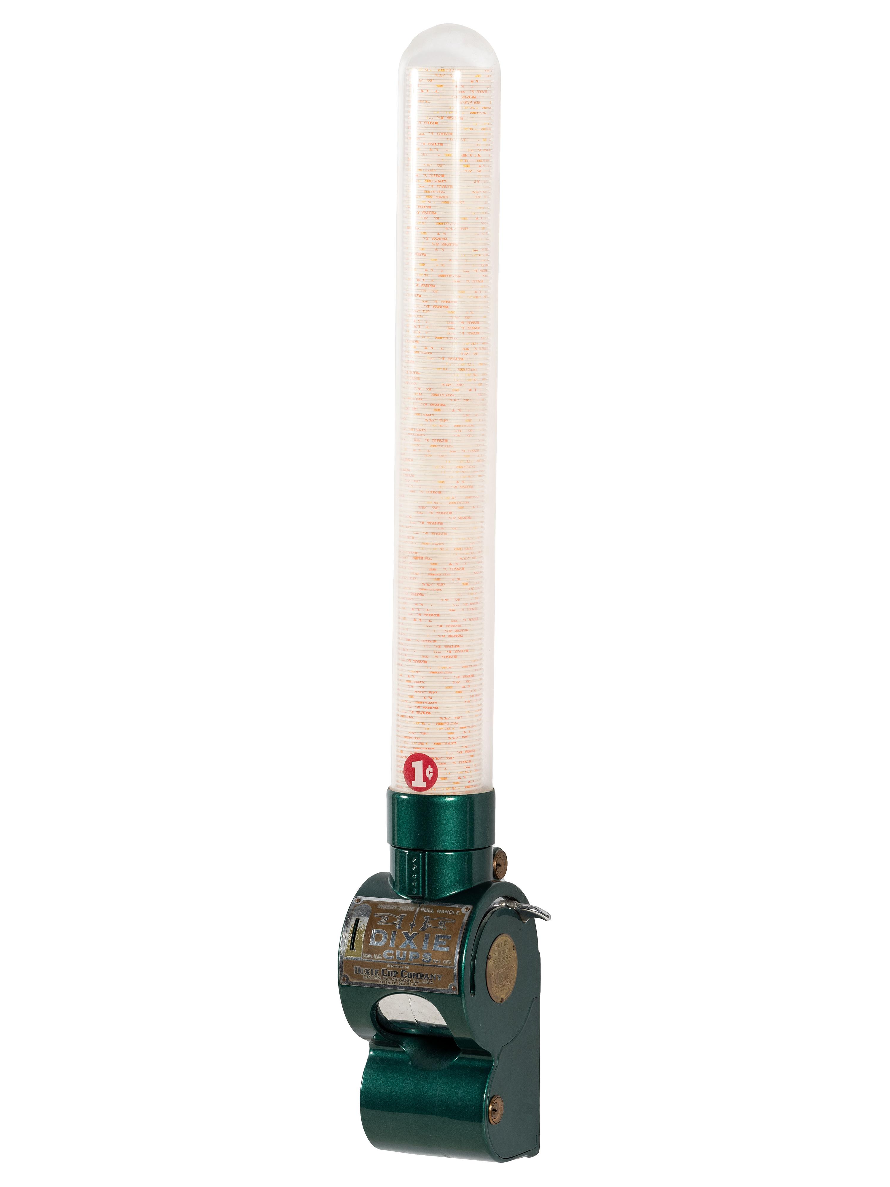 A Dixie Cup Co. One Cent Wall Mounted Cup Dispenser