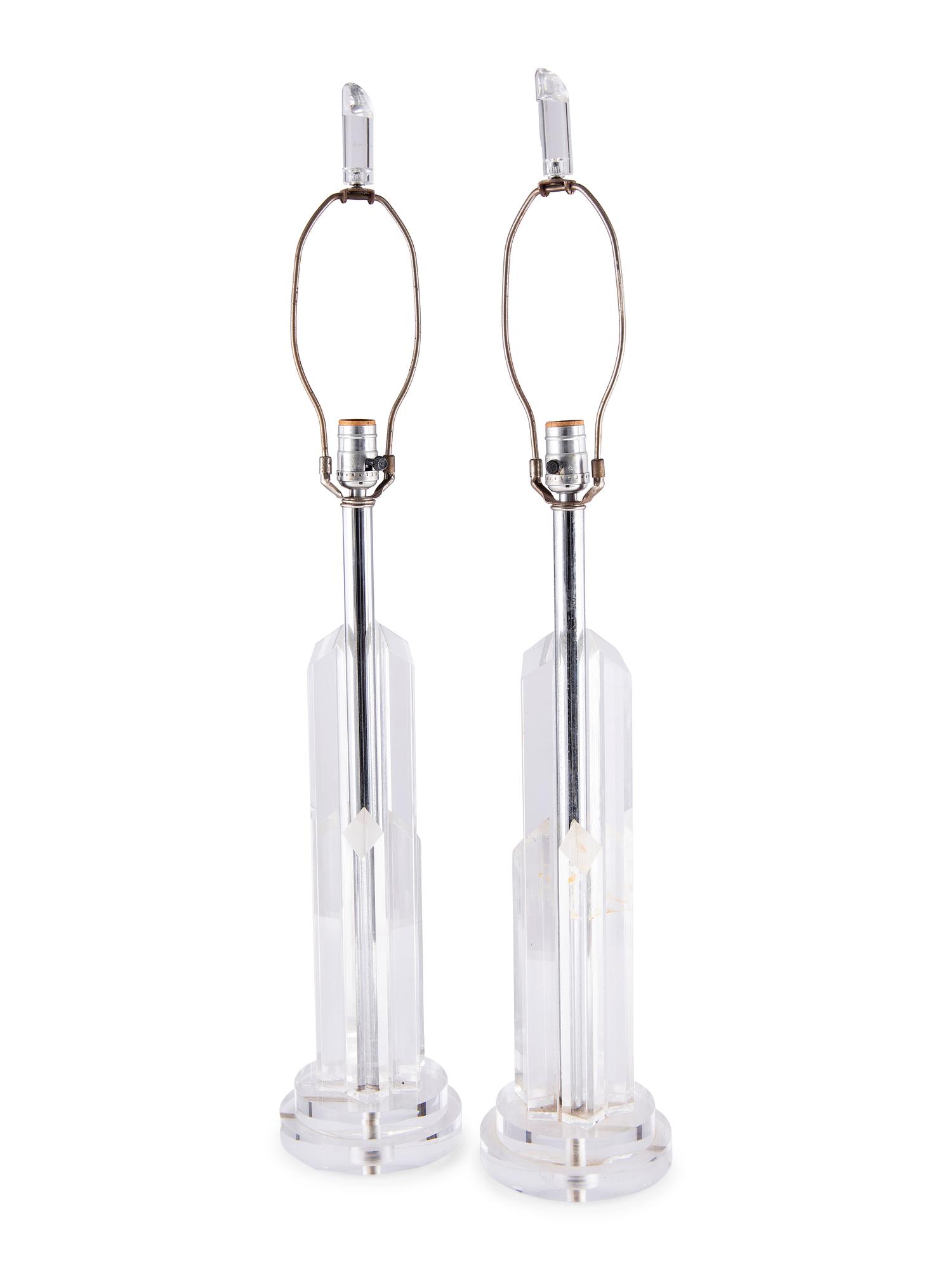 A Pair of Modernist Lucite Table Lamps