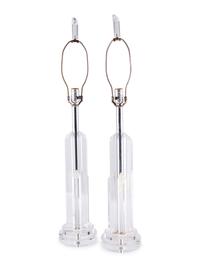 A Pair of Modernist Lucite Table Lamps