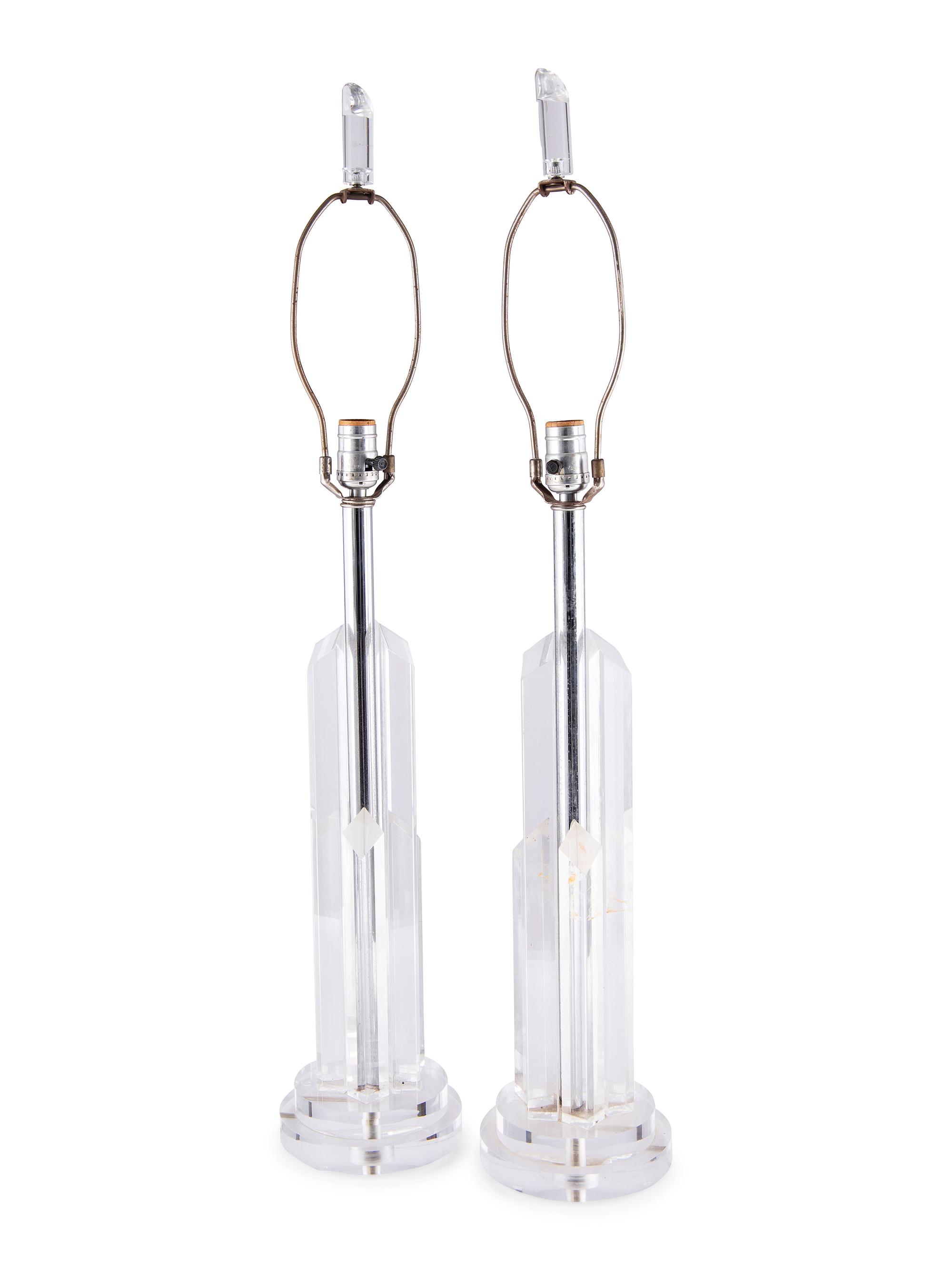 A Pair of Modernist Lucite Table Lamps