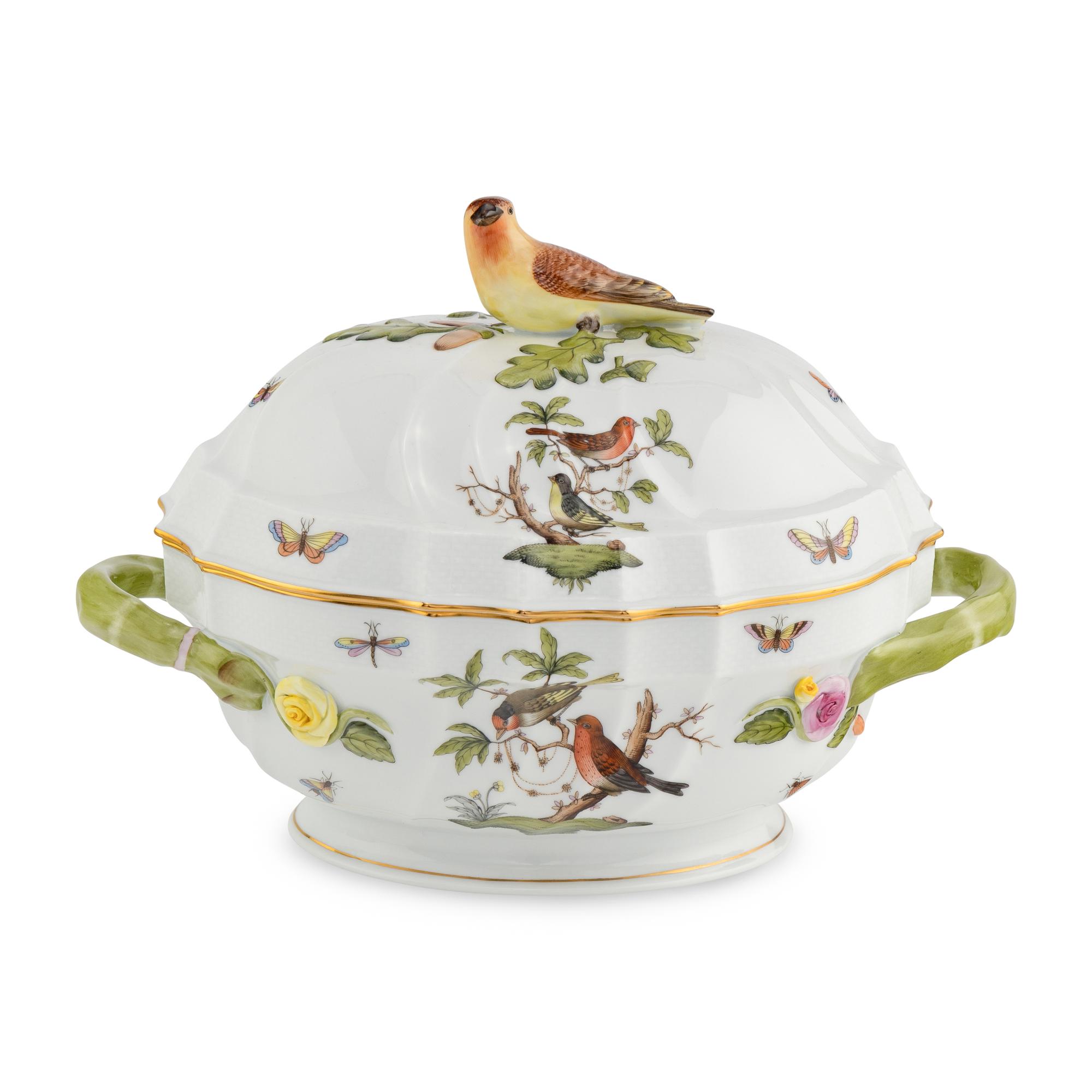 A Herend Rothschild Bird Porcelain Tureen
