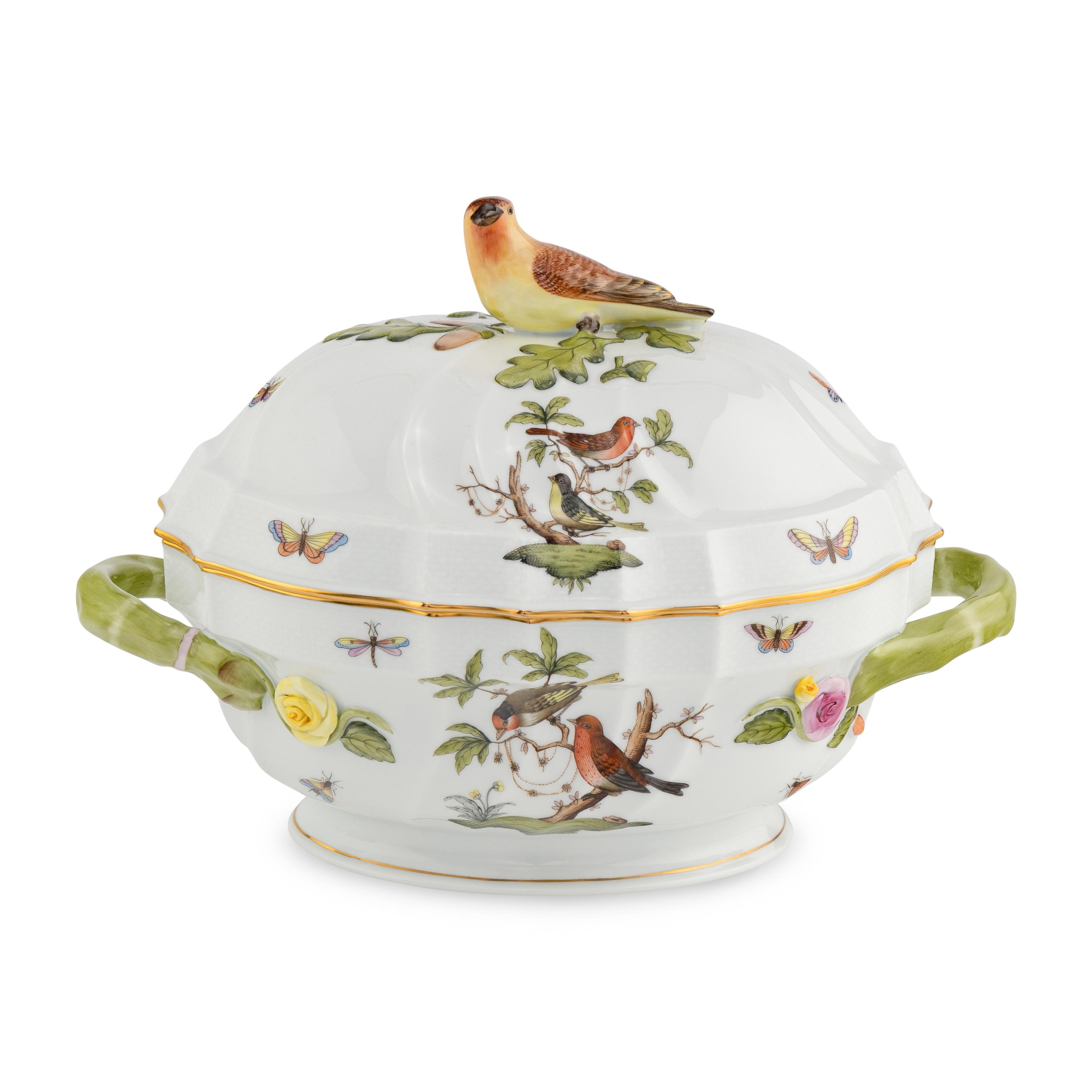 A Herend Rothschild Bird Porcelain Tureen