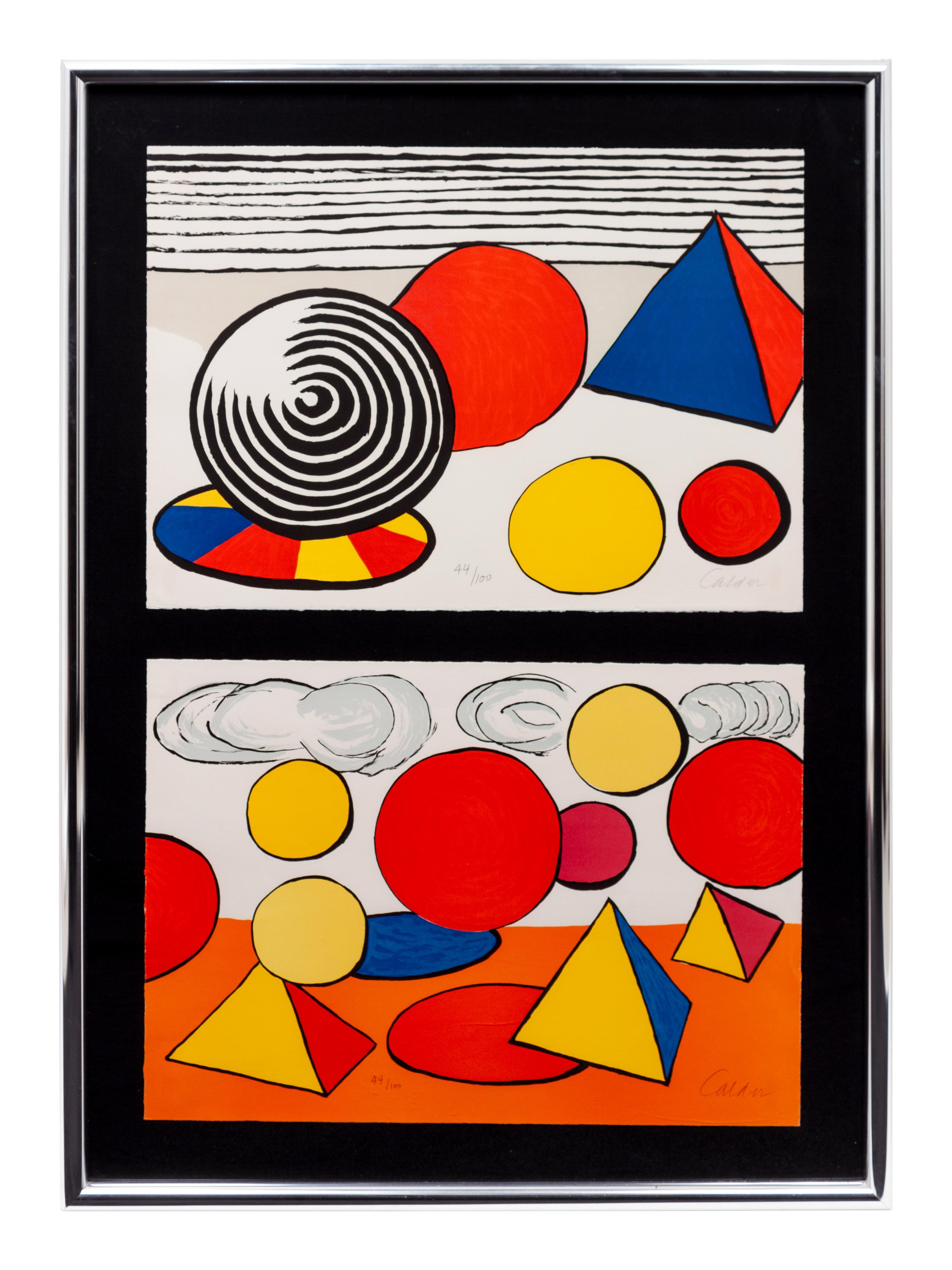 A pair of prints (Composition VII; Three Pyramids)