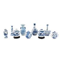 A Collection of Chinese Export Blue and White Porcelain Vases and Jars