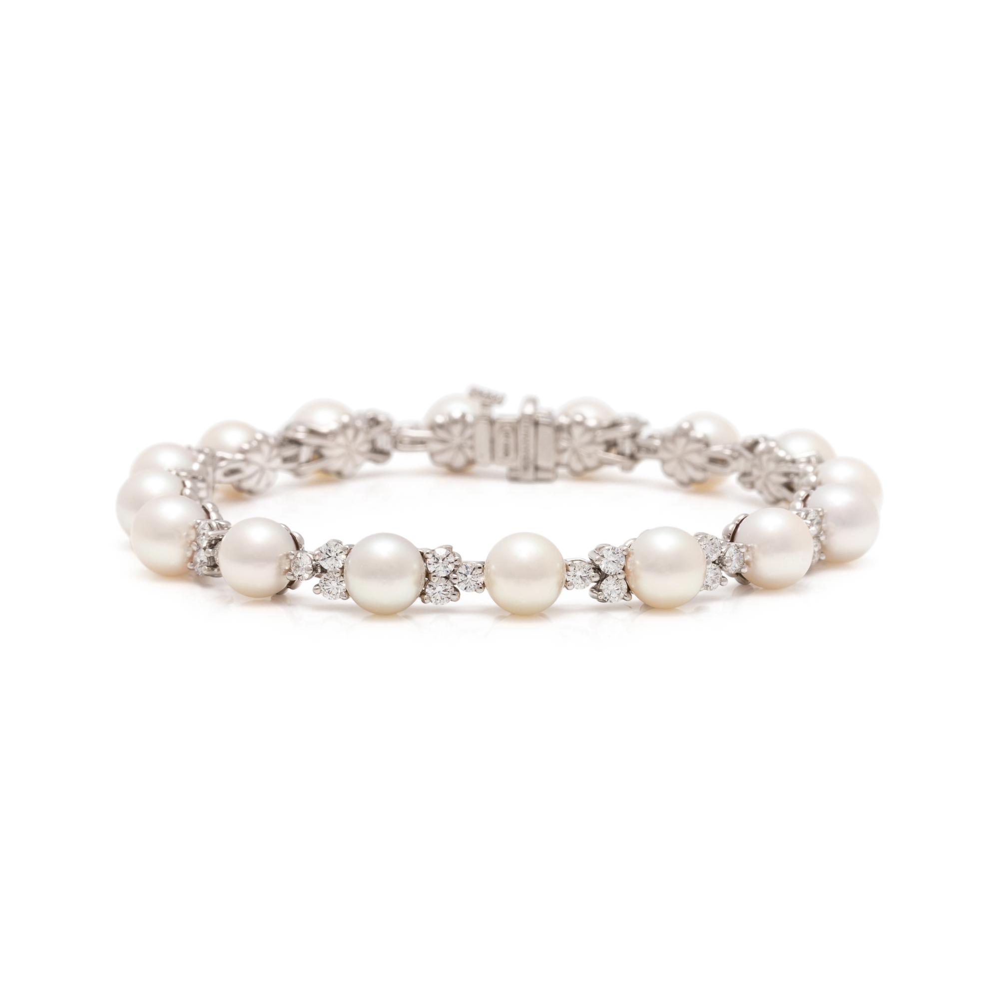 TIFFANY & CO., CULTURED PEARL AND DIAMOND 'ARIA' BRACELET