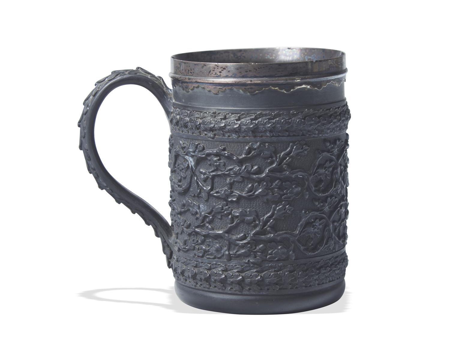 A Wedgwood Silver-Plate Mounted Black Basalt Mug
