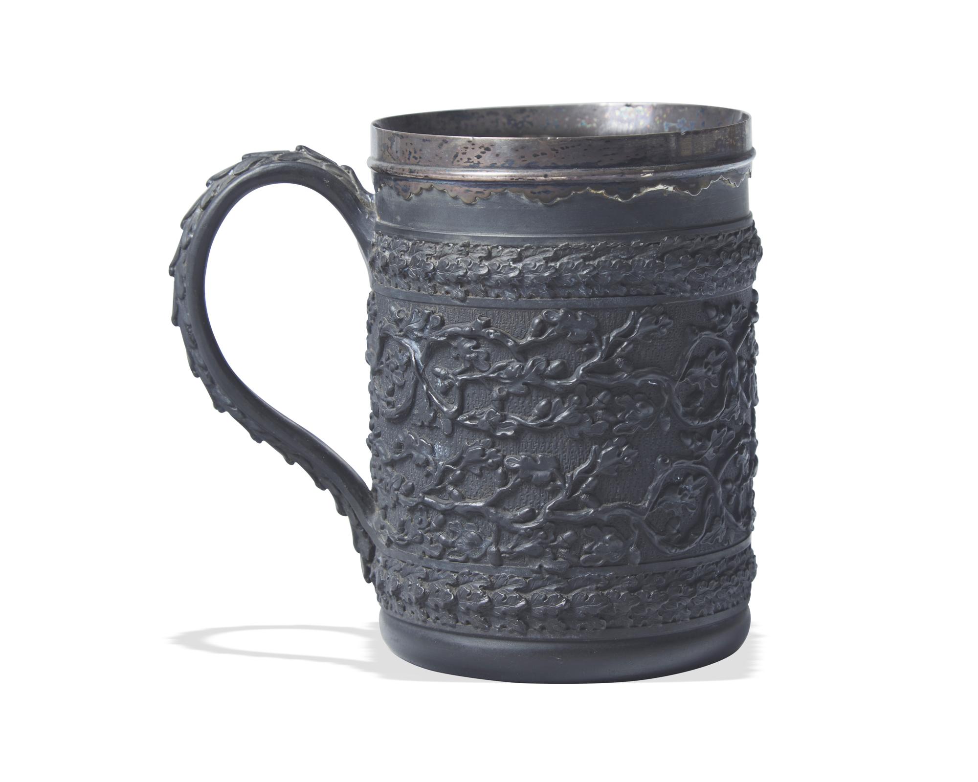 A Wedgwood Silver-Plate Mounted Black Basalt Mug