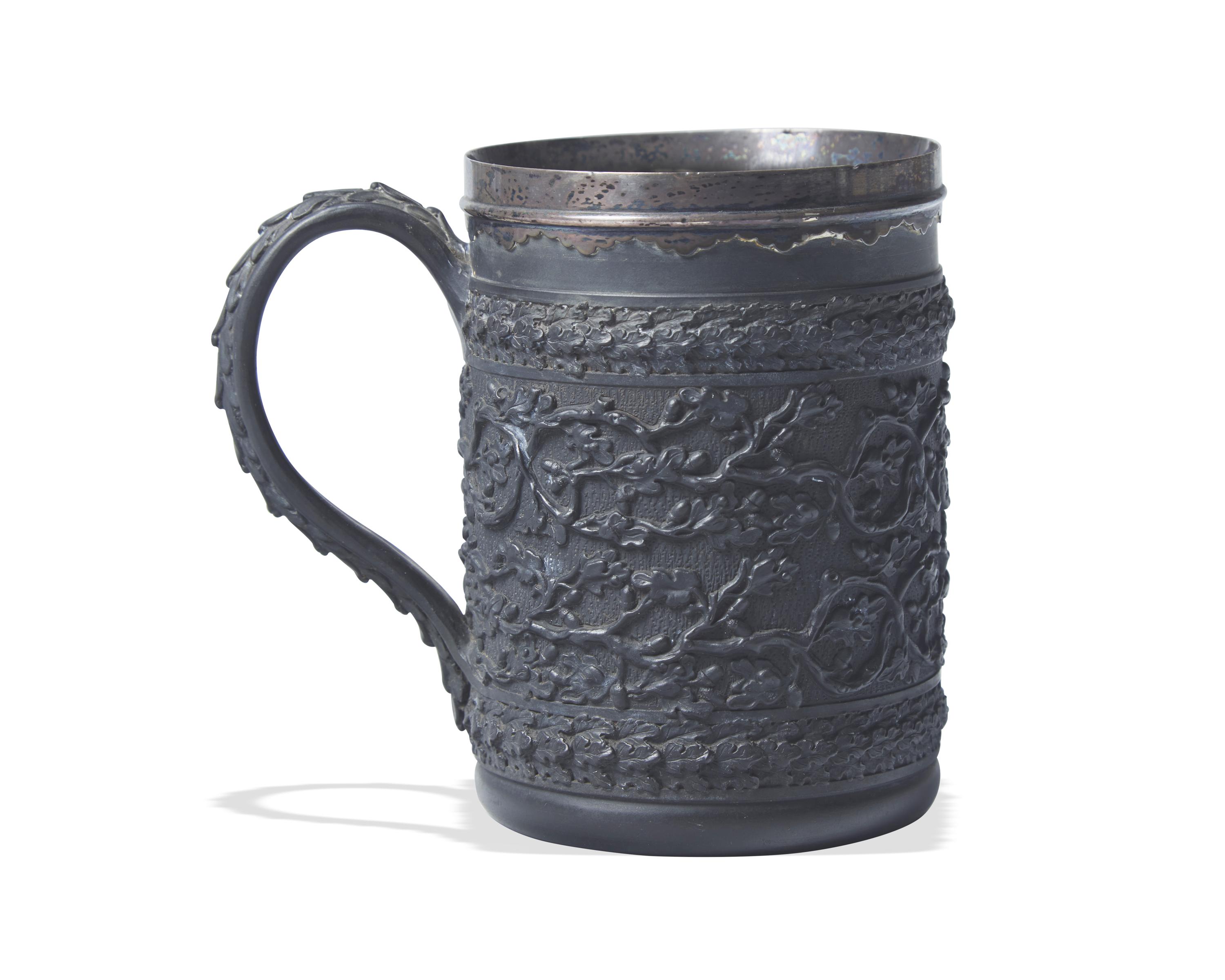 A Wedgwood Silver-Plate Mounted Black Basalt Mug