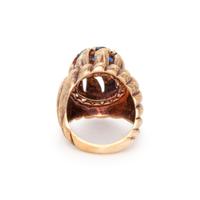 YELLOW GOLD, SAPPHIRE, AND SYNTHETIC SAPPHIRE RING