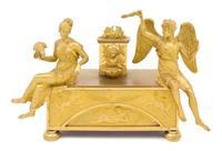 An Empire Gilt Bronze Figural Music Box Width 13 3/8 inches. — 19TH CENTURY