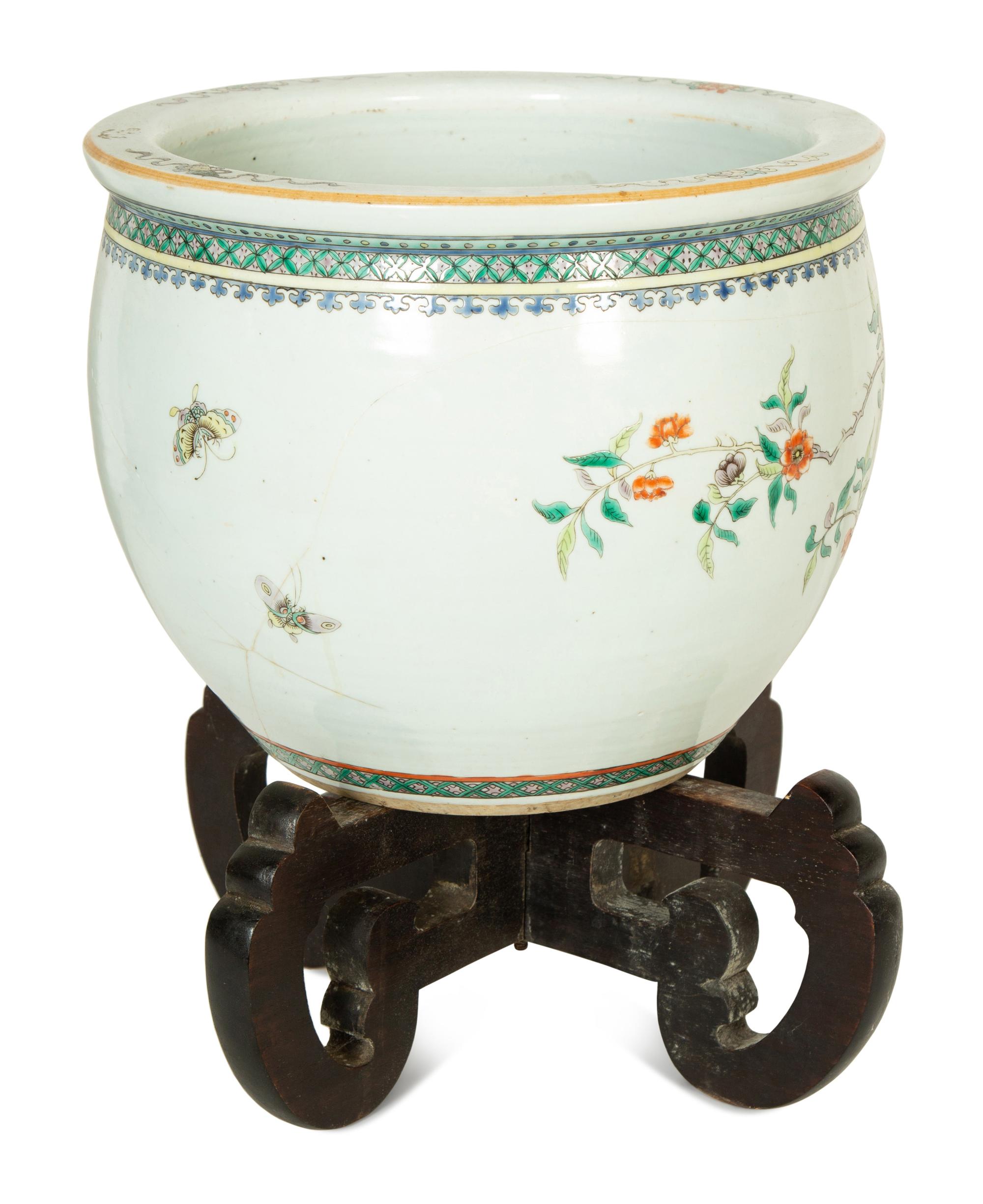 A Chinese Export Enameled Porcelain Jardinière