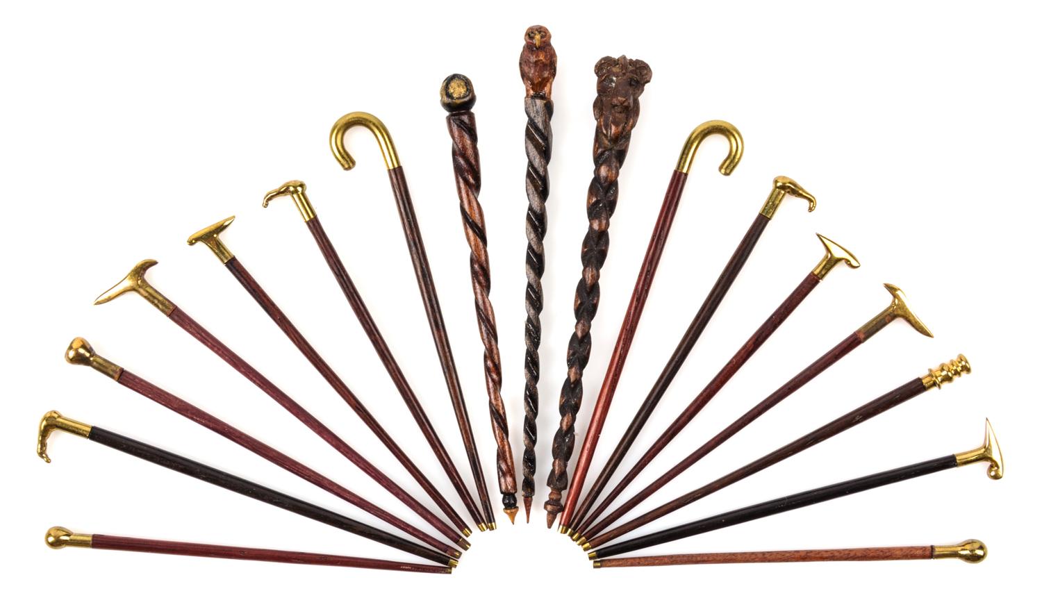 A Collection of Eighteen Canes and Walking Sticks Length of longest 3 inches. — Linda Johns-Kaysing and others