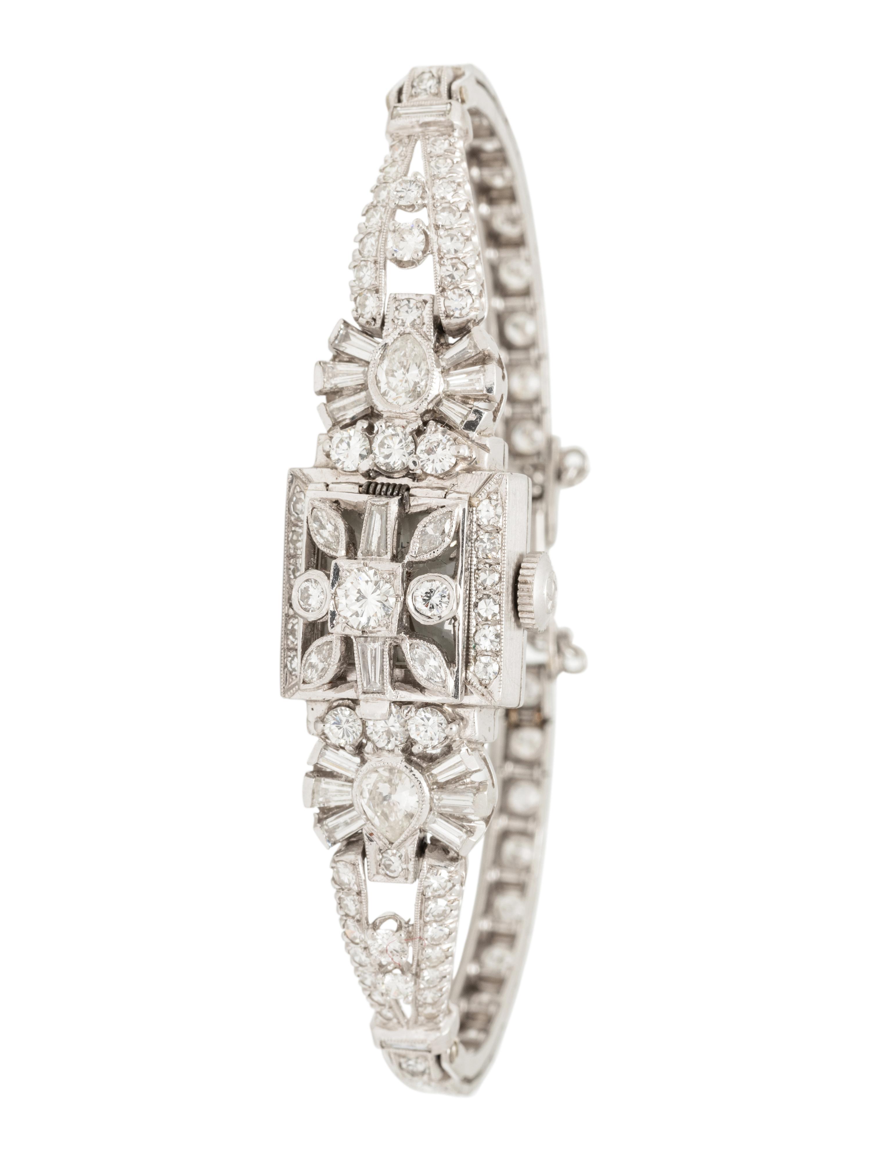 HAMILTON, PLATINUM AND DIAMOND HIDDEN DIAL WATCH