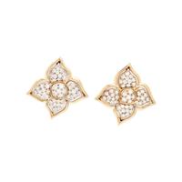 BICOLOR GOLD AND DIAMOND FLOWER EARRINGS