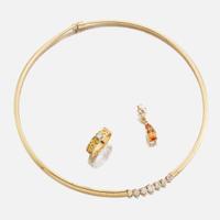 A collection of gold, diamond, and gem-set jewelry