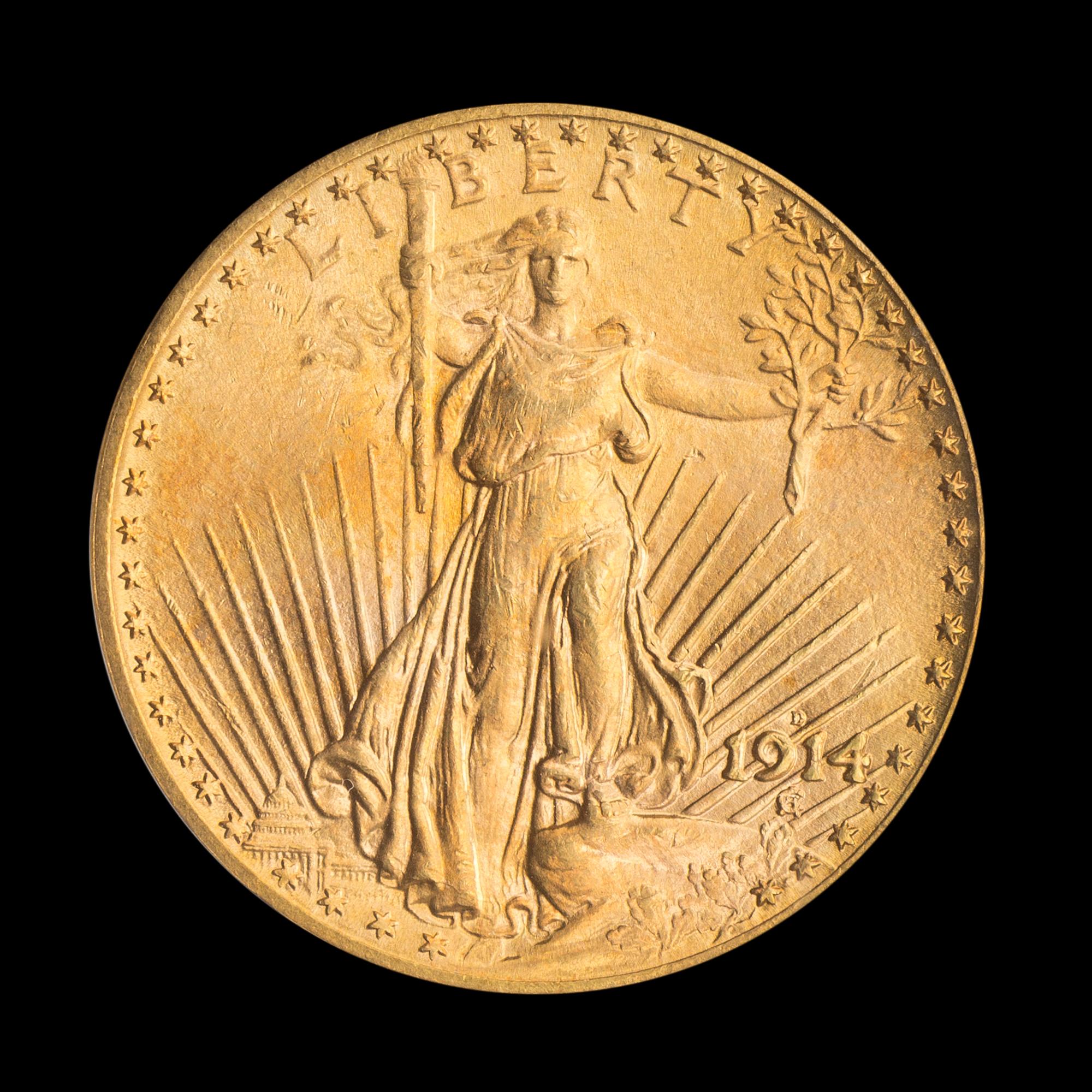 A United States 1914-D St. Gaudens $20 Gold Coin