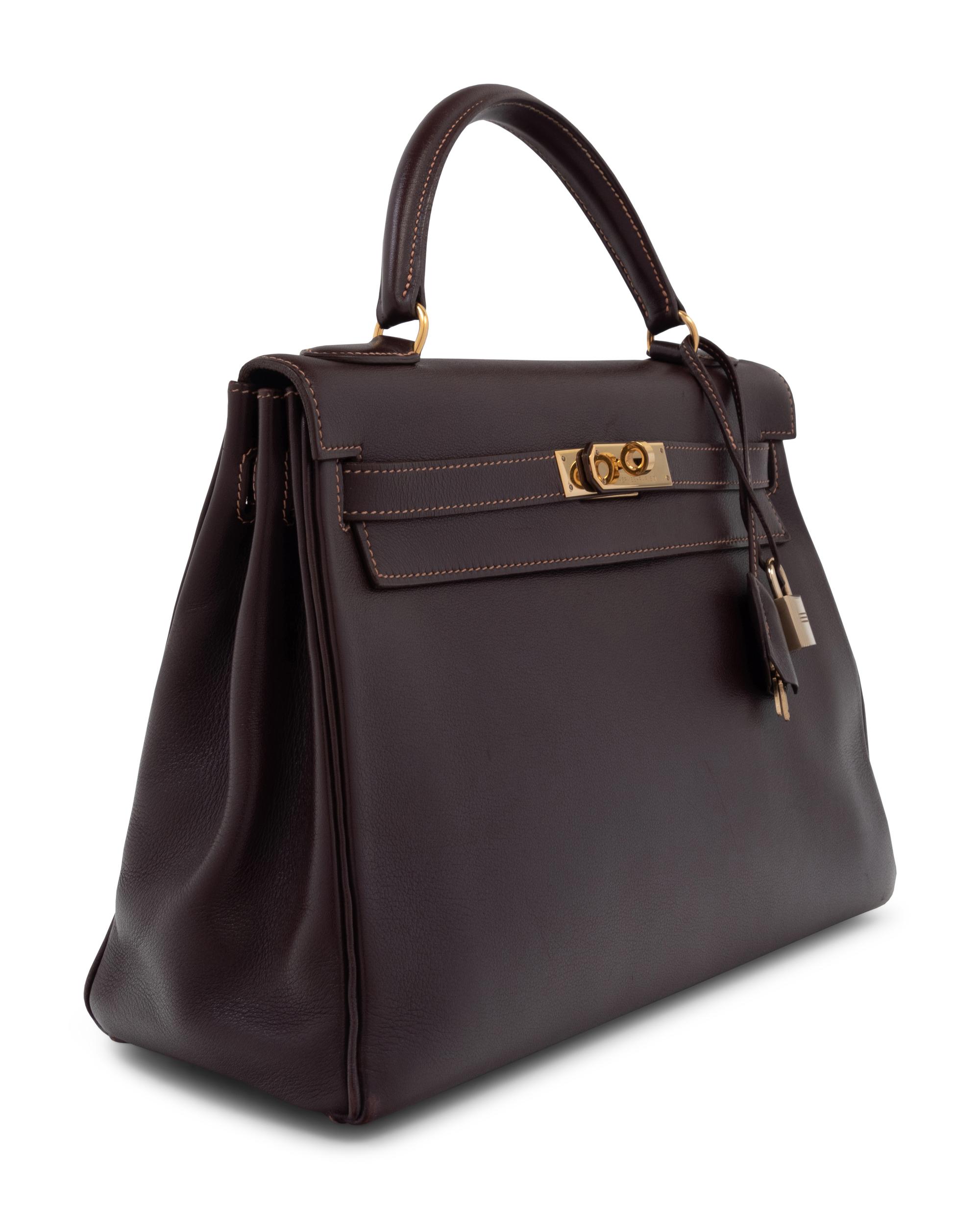 Hermès Dark Brown Leather 32cm Kelly Bag, 1998