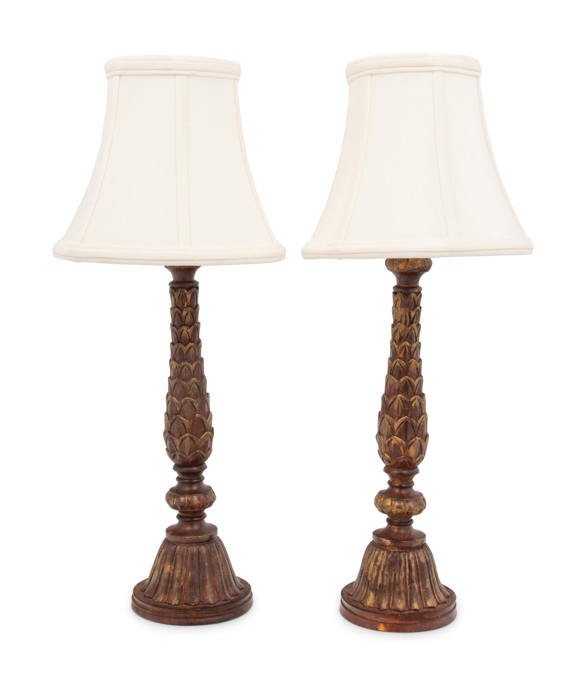 A Pair of Giltwood Table Lamps