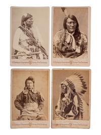 [NATIVE AMERICANS]. A group of 4 cabinet cards of Native American subjects from the Hayden Geological Survey. Ca 1870s.