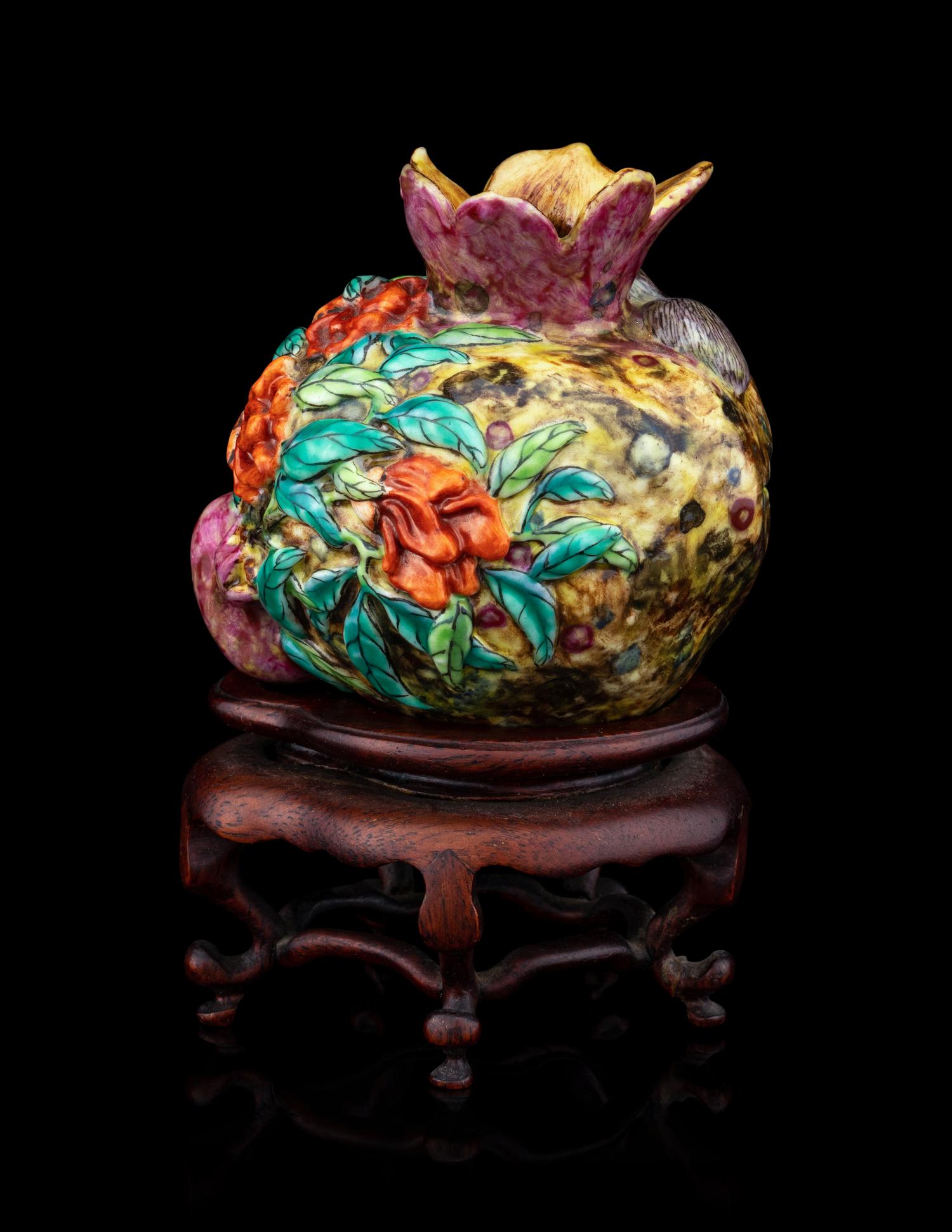 A Famille Rose Porcelain Model of a Pomegranate