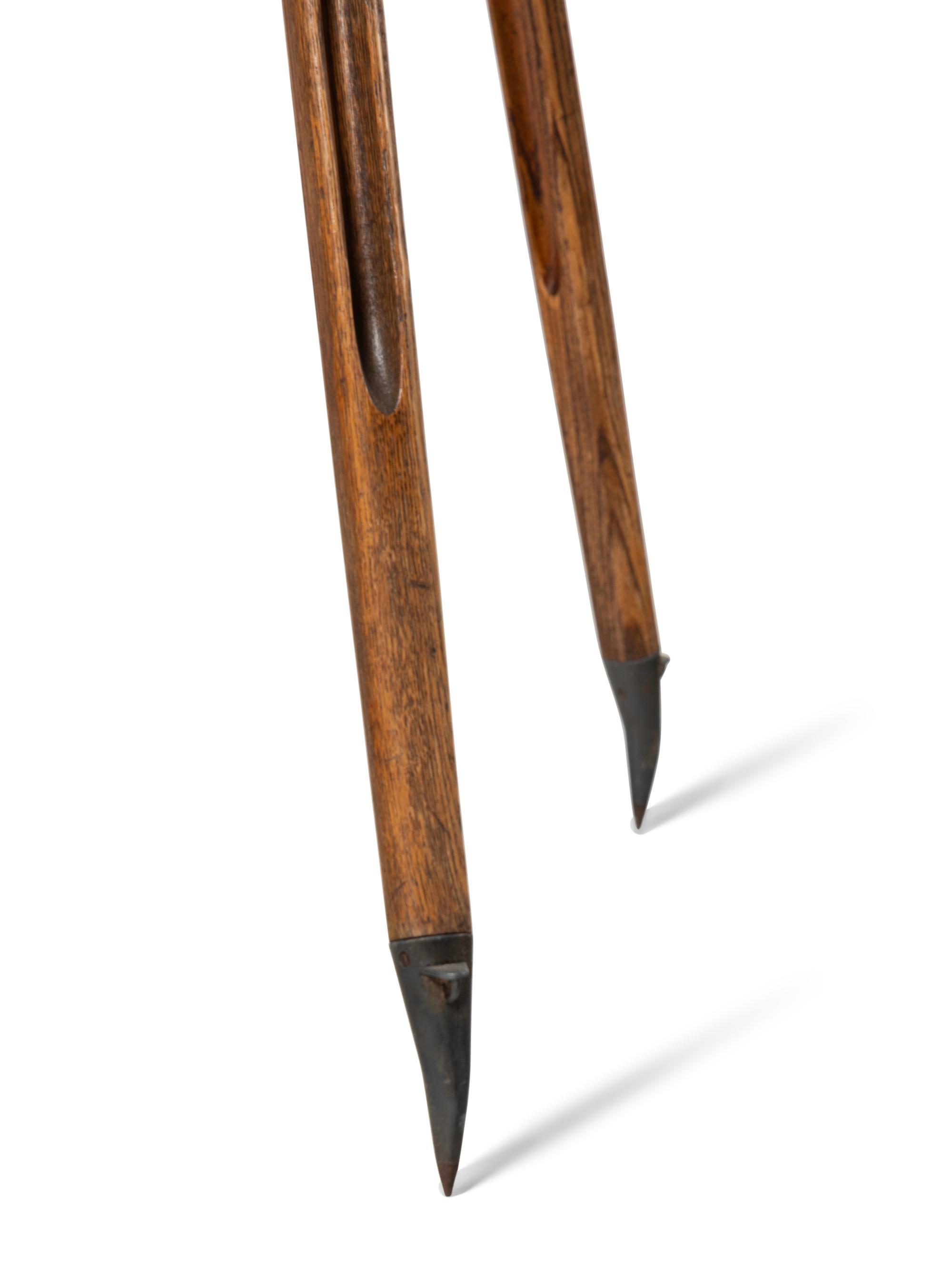 A Brass and Oak Surveyor's Tripod