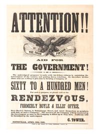 [CIVIL WAR]. Attention!! Aid for the Government! Pottsville, PA: Benjamin Bannan's Job Printing Establishment, 15 April 1861.