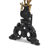 A Pair of French Gilt and Patinated Bronze Figural Chenets